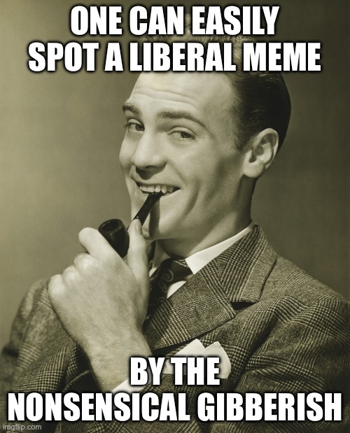 They demand you listen to their nonsense | ONE CAN EASILY SPOT A LIBERAL MEME; BY THE NONSENSICAL GIBBERISH | image tagged in smug | made w/ Imgflip meme maker