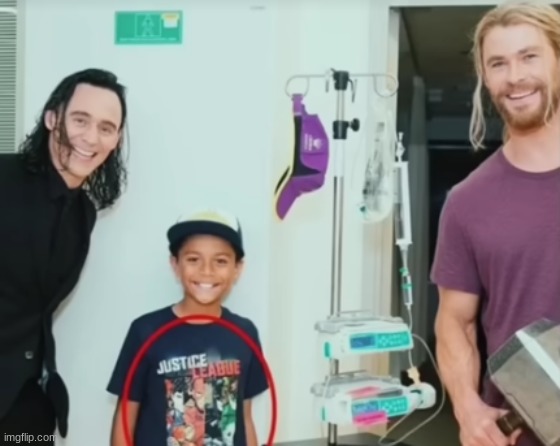 He wore a Justice League shirt while meeting Marvel characters | image tagged in marvel,justice league | made w/ Imgflip meme maker