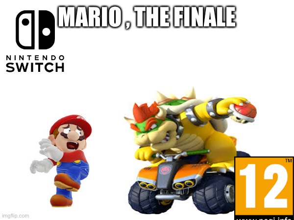 Mario the Finale | MARIO , THE FINALE | image tagged in mario,bowser,mario kart,death,12,nintendo switch parental controls | made w/ Imgflip meme maker