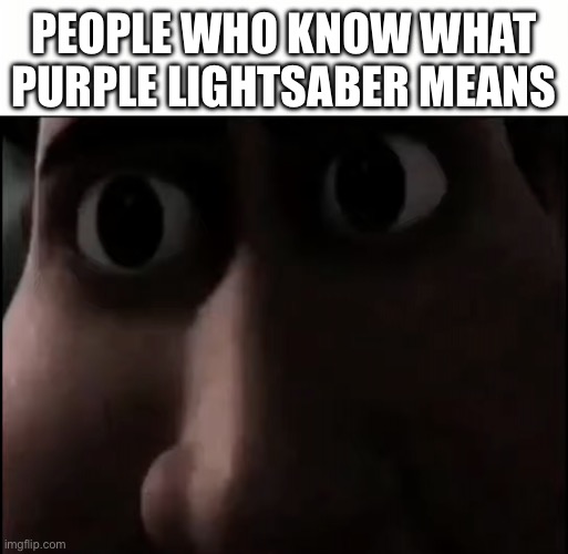 Titan Staring | PEOPLE WHO KNOW WHAT PURPLE LIGHTSABER MEANS | image tagged in titan staring | made w/ Imgflip meme maker