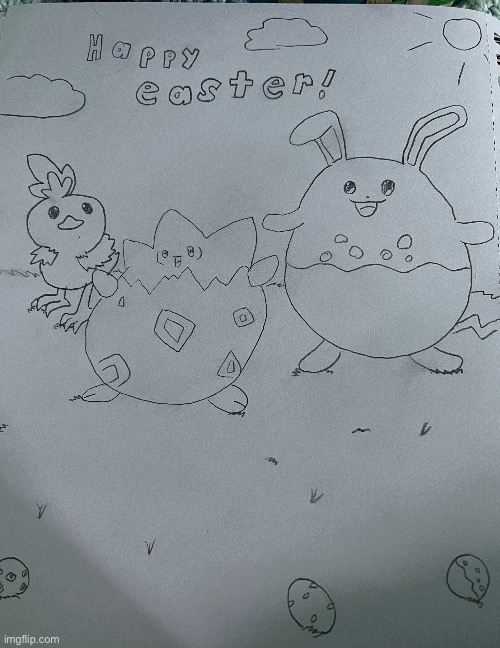 Happy Easter imgflip! ? | image tagged in easter,pokemon,drawing | made w/ Imgflip meme maker