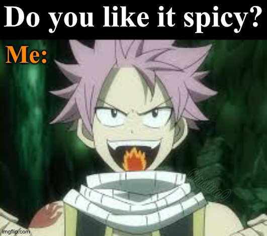 Fairy Tail Meme Spicy | Do you like it spicy? Me: | image tagged in memes,anime meme,fairy tail,fairy tail meme,fairy tail memes,natsu dragneel | made w/ Imgflip meme maker