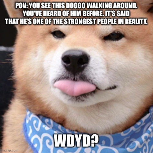 When you happ | POV: YOU SEE THIS DOGGO WALKING AROUND. YOU'VE HEARD OF HIM BEFORE. IT'S SAID THAT HE'S ONE OF THE STRONGEST PEOPLE IN REALITY. WDYD? | image tagged in when you happ | made w/ Imgflip meme maker