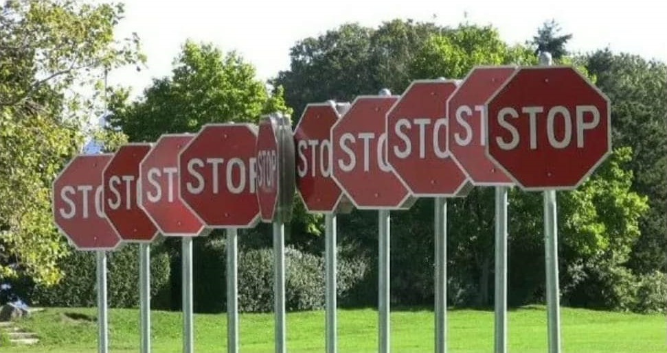 Stop signs line-up Blank Meme Template