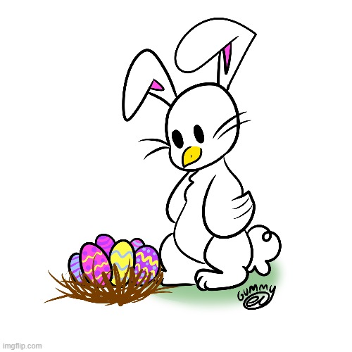 Happy Easter! I drew the Easter Chicken Bunny! It lays the eggs. | image tagged in easter,easter bunny,drawing,art | made w/ Imgflip meme maker