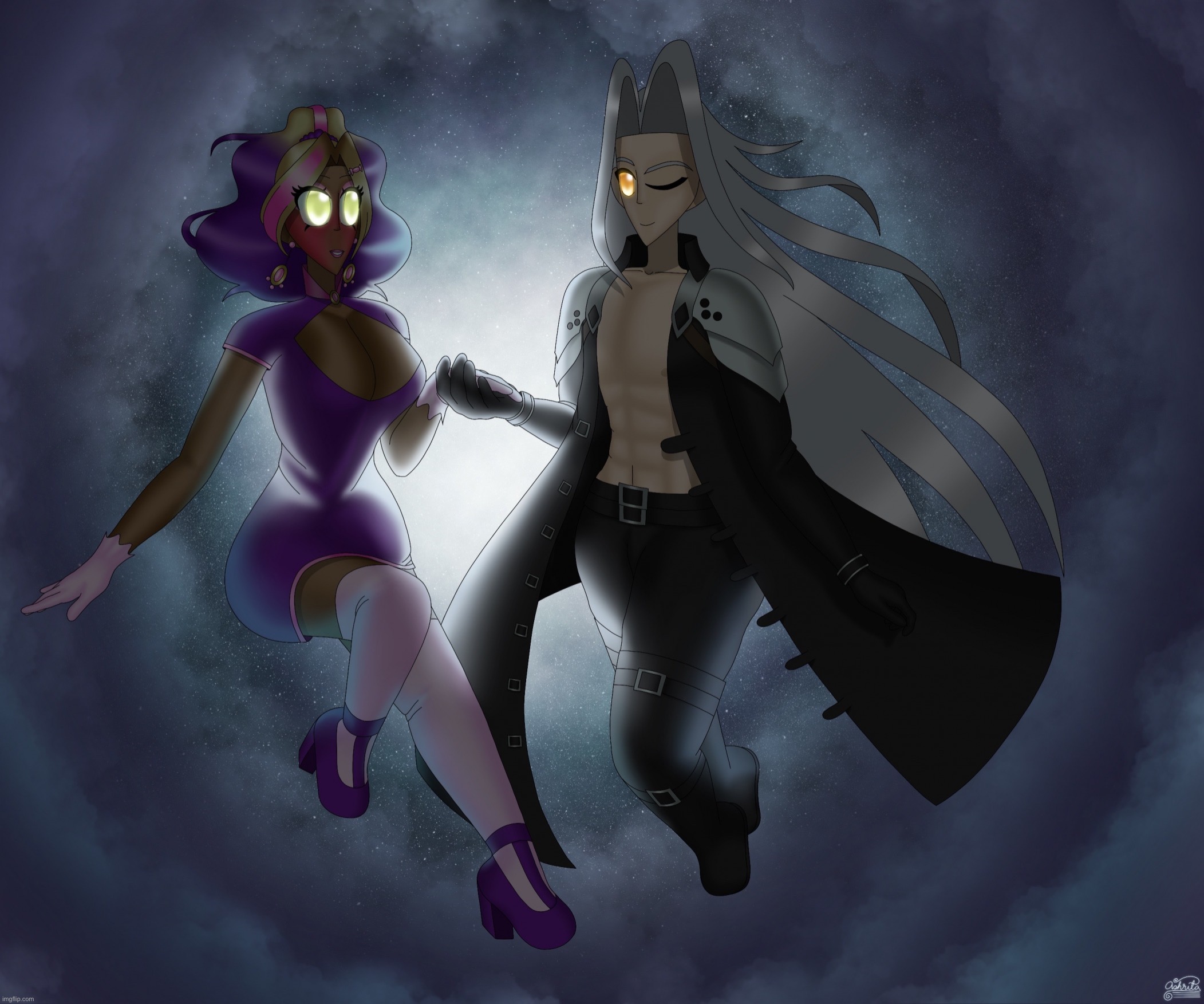 Kashiko Murasaki and Sephiroth | image tagged in kashiko murasaki and sephiroth | made w/ Imgflip meme maker