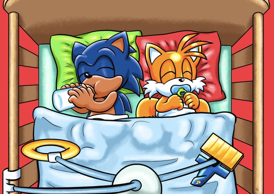 baby Sonic the Hedgehog & baby Miles "Tails" Prower Blank Meme Template