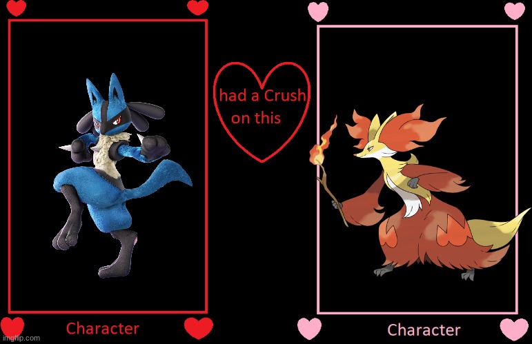 if lucario had a crush on delphox | image tagged in what if this character had a crush on this person,pokemon,romance | made w/ Imgflip meme maker