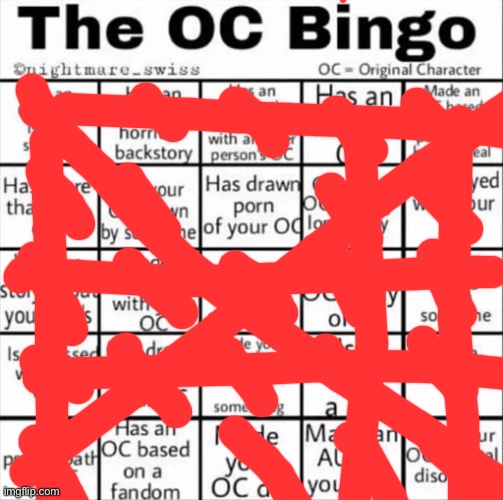 The OC bingo | image tagged in the oc bingo | made w/ Imgflip meme maker