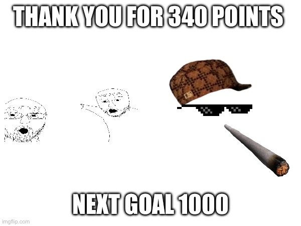With all thanks | THANK YOU FOR 340 POINTS; NEXT GOAL 1000 | image tagged in blank white template | made w/ Imgflip meme maker
