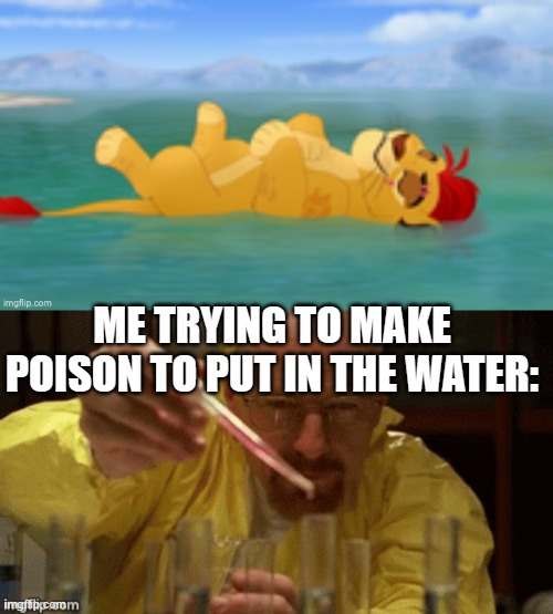 ME TRYING TO MAKE POISON TO PUT IN THE WATER: | image tagged in useless waste,walter white cooking | made w/ Imgflip meme maker