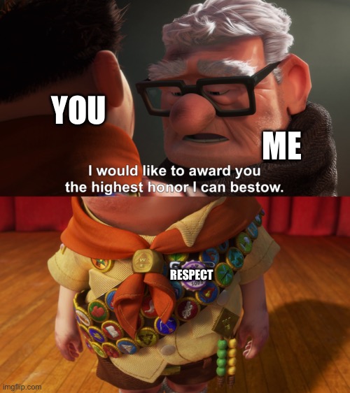 Highest Honor | YOU ME RESPECT | image tagged in highest honor | made w/ Imgflip meme maker