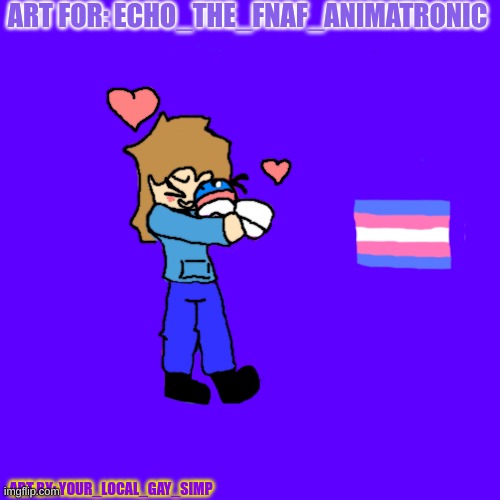 Here you go, Echo <3 | ART FOR: ECHO_THE_FNAF_ANIMATRONIC; ART BY: YOUR_LOCAL_GAY_SIMP | image tagged in lgbtq,pride,transgender,bee,art | made w/ Imgflip meme maker