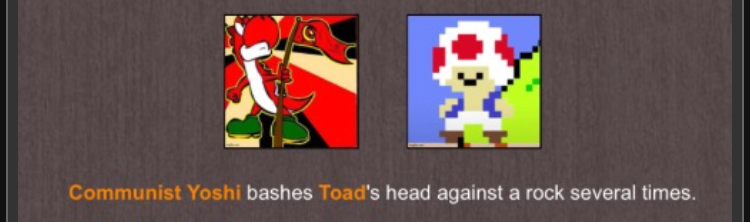 High Quality Communist yoshi beats toad’s head against a rock several times Blank Meme Template