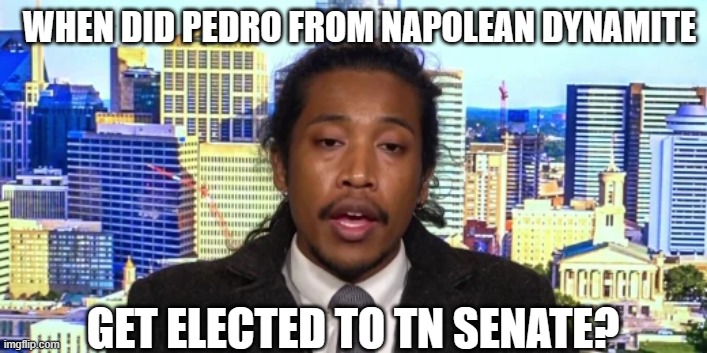 NAPOLEAN DYNAMITE'S PEDRO | WHEN DID PEDRO FROM NAPOLEAN DYNAMITE; GET ELECTED TO TN SENATE? | image tagged in vote for pedro,pedro,napoleon dynamite | made w/ Imgflip meme maker