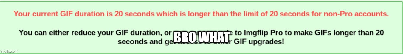 what | BRO WHAT | image tagged in 0 seconds over but not allowed | made w/ Imgflip meme maker