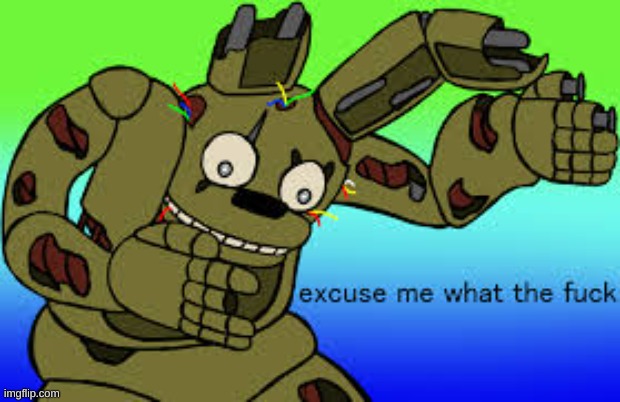 Springtrap WTF | image tagged in springtrap wtf | made w/ Imgflip meme maker