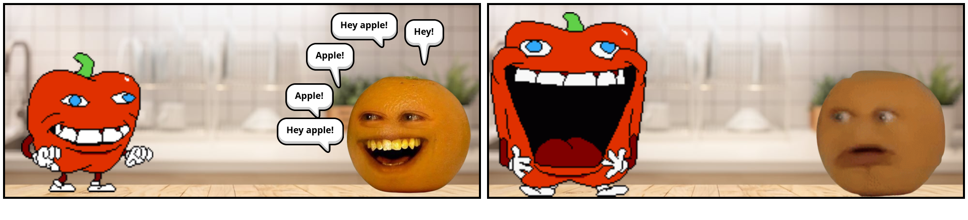 Pepperman and Annoying Orange Blank Blank Meme Template