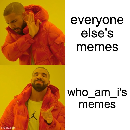 LOL they're so funny | everyone else's memes; who_am_i's memes | image tagged in memes,drake hotline bling | made w/ Imgflip meme maker