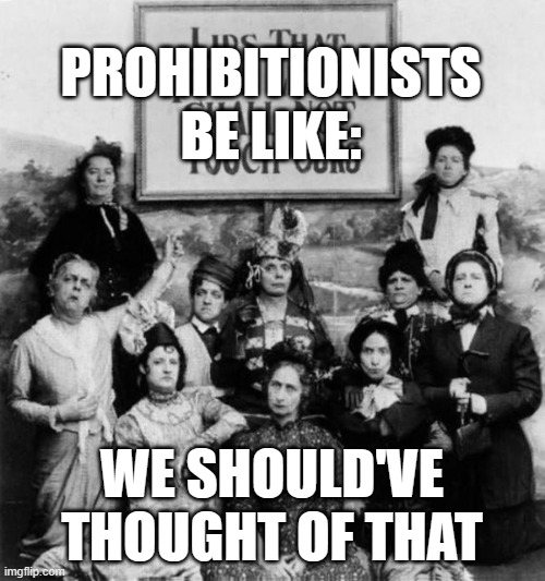 Prohibition women | PROHIBITIONISTS BE LIKE: WE SHOULD'VE THOUGHT OF THAT | image tagged in prohibition women | made w/ Imgflip meme maker