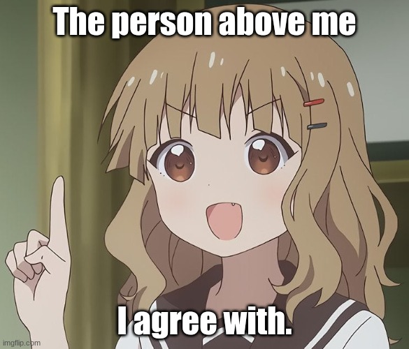 The person above me | The person above me I agree with. | image tagged in the person above me | made w/ Imgflip meme maker