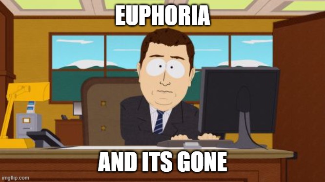 Aaaaand Its Gone Meme | EUPHORIA AND ITS GONE | image tagged in memes,aaaaand its gone | made w/ Imgflip meme maker