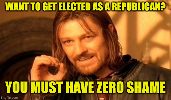 Speaker of the house in Tennessee doesn't live in his district despite it being in their constitution that you have too | WANT TO GET ELECTED AS A REPUBLICAN? YOU MUST HAVE ZERO SHAME | image tagged in memes,one does not simply | made w/ Imgflip meme maker
