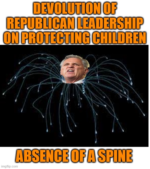 DEVOLUTION OF REPUBLICAN LEADERSHIP ON PROTECTING CHILDREN ABSENCE OF A SPINE | made w/ Imgflip meme maker