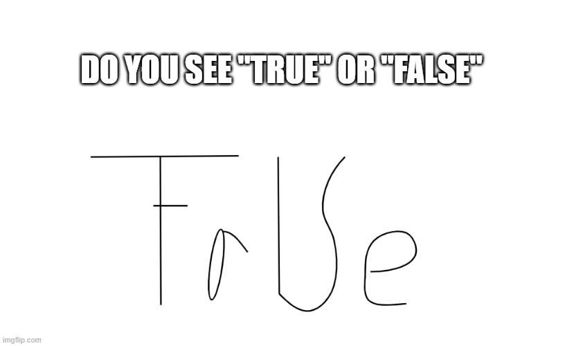 True or false | DO YOU SEE "TRUE" OR "FALSE" | image tagged in weird | made w/ Imgflip meme maker