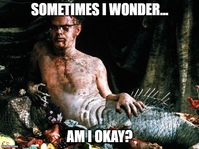 Am I okay? | SOMETIMES I WONDER... AM I OKAY? | image tagged in house of 1000 corpses,dwight | made w/ Imgflip meme maker
