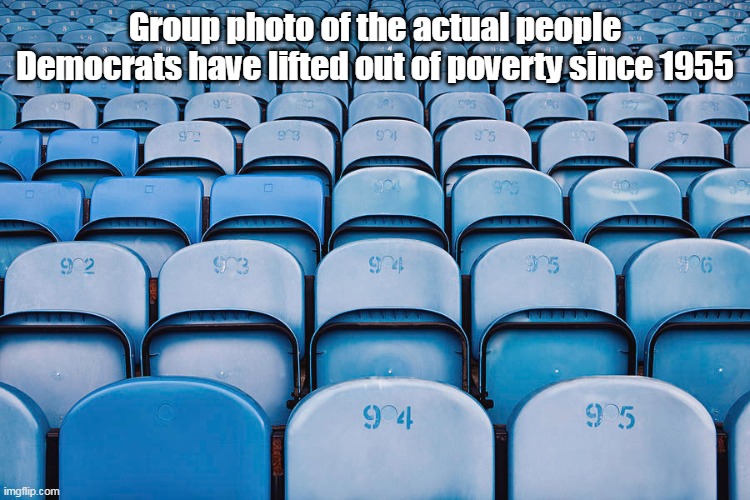 Group photo of the actual people Democrats have lifted out of poverty since 1955 | made w/ Imgflip meme maker