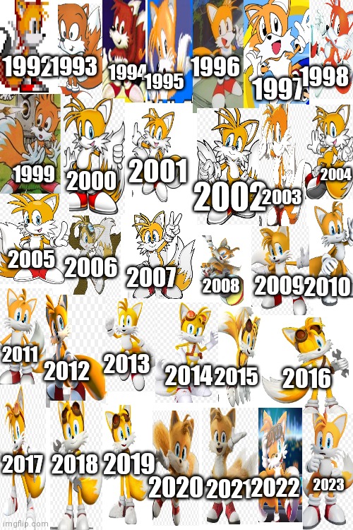 Evolution of Miles Tails prower which Tails are you | 1993; 1992; 1994; 1998; 1996; 1997; 1995; 1999; 2004; 2000; 2001; 2003; 2002; 2005; 2006; 2008; 2009; 2010; 2007; 2011; 2013; 2012; 2014; 2015; 2016; 2017; 2018; 2019; 2023; 2020; 2022; 2021 | image tagged in cartoons,funny memes,evolution,characters,tails the fox,tails | made w/ Imgflip meme maker
