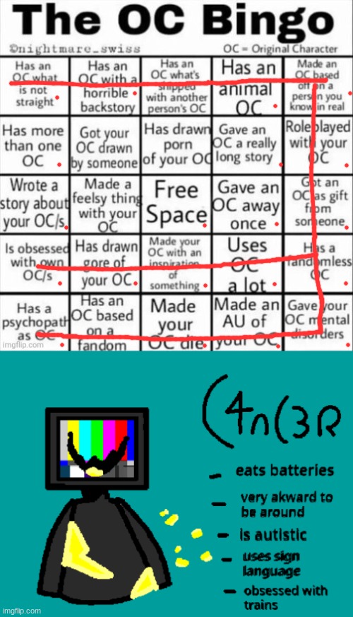 4 bingos lets gooooooo | image tagged in the oc bingo,cancer,oc | made w/ Imgflip meme maker