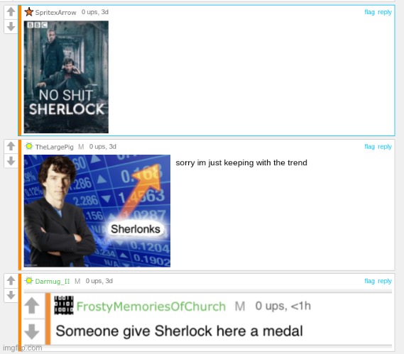 Thanks, sherlock. (A thread) | image tagged in thanks sherlock a thread | made w/ Imgflip meme maker