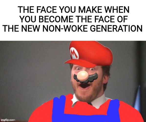 Non-Woke Super Mario Bros | THE FACE YOU MAKE WHEN YOU BECOME THE FACE OF THE NEW NON-WOKE GENERATION | image tagged in super mario bros,nintendo,chris pratt,chris pratt happy,woke | made w/ Imgflip meme maker