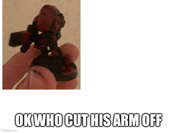 OK WHO CUT HIS ARM OFF | made w/ Imgflip meme maker