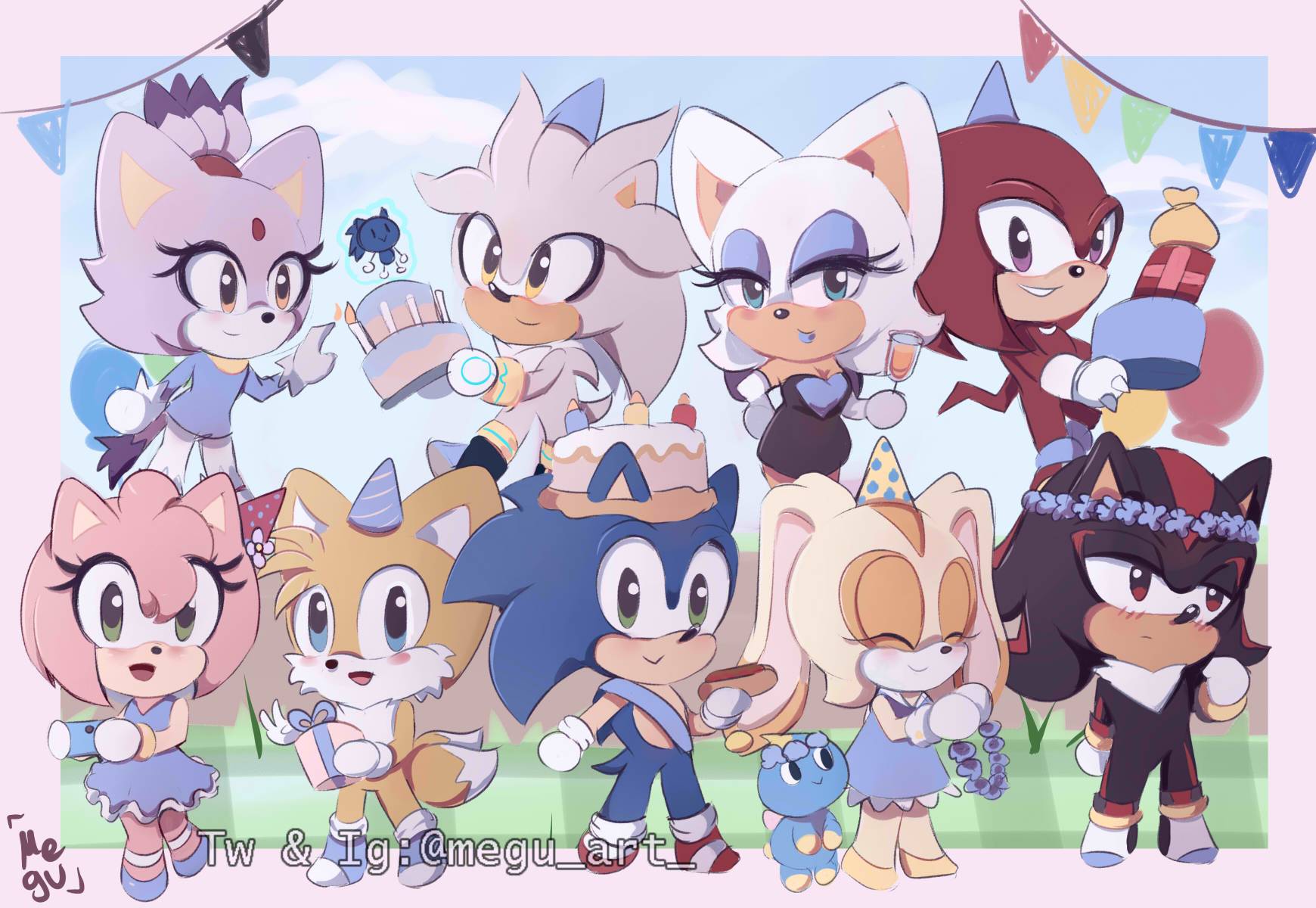 Sonic chibis Birthday edition Blank Meme Template