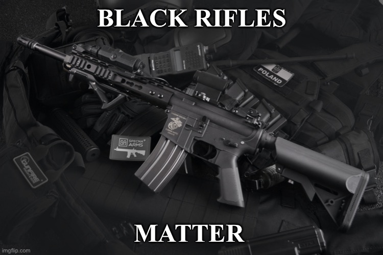 Black Rifles Matter | BLACK RIFLES; MATTER | image tagged in black rifle | made w/ Imgflip meme maker