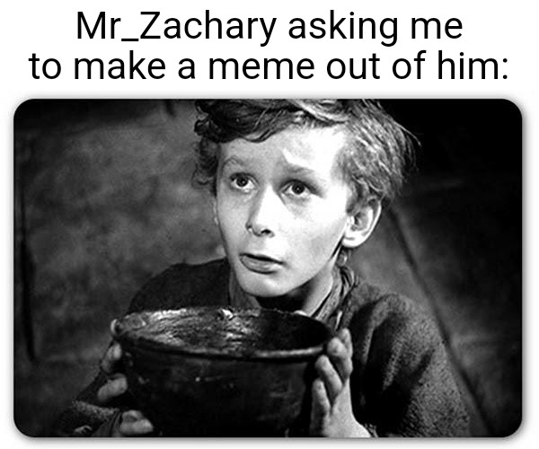 Beggar | Mr_Zachary asking me to make a meme out of him: | image tagged in beggar | made w/ Imgflip meme maker