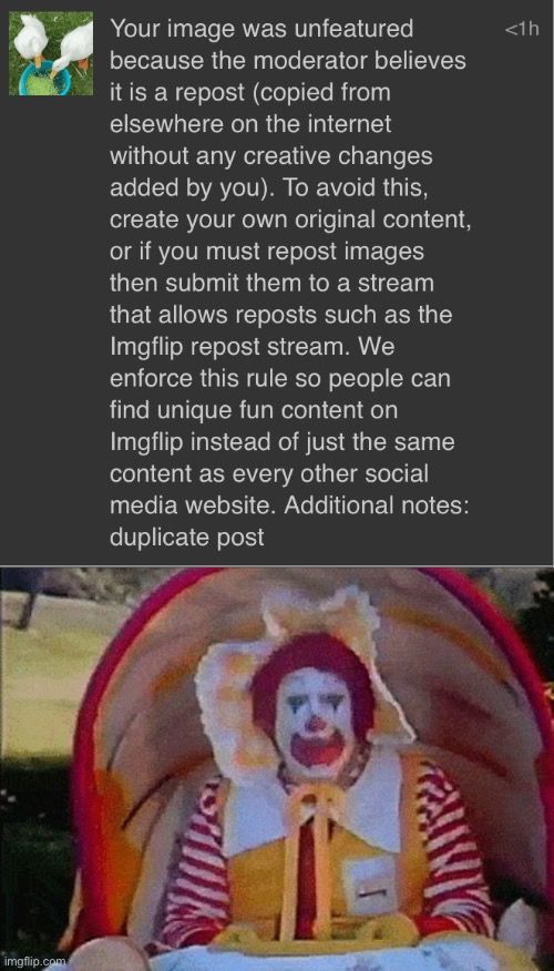 Since when did this stream have this rule? | image tagged in ronald mcdonald in a stroller | made w/ Imgflip meme maker