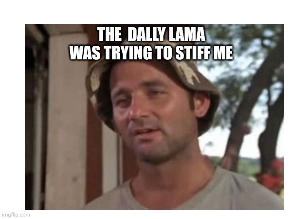 Dally | THE  DALLY LAMA WAS TRYING TO STIFF ME | image tagged in lama | made w/ Imgflip meme maker