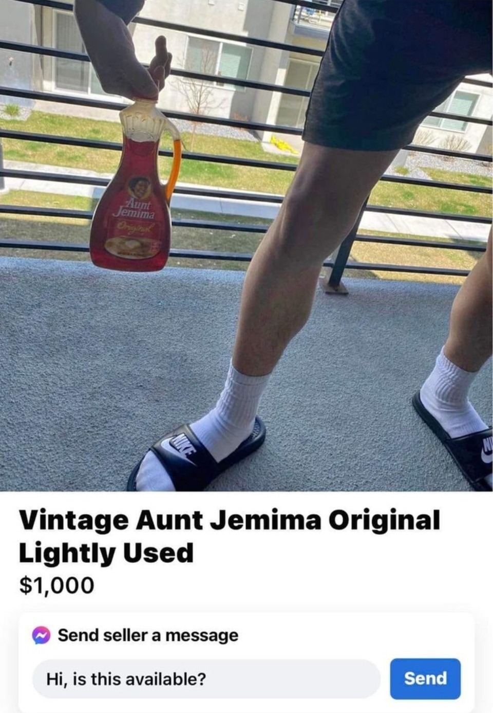 Vintage Aunt Jemima Bottle For Sale: $1,000 | image tagged in aunt jemima,vintage bottle for sale,collectibles | made w/ Imgflip meme maker