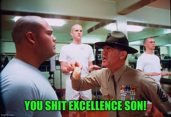 Gunney Ermy Drill Sergeant | YOU SHIT EXCELLENCE SON! | image tagged in gunney ermy drill sergeant | made w/ Imgflip meme maker