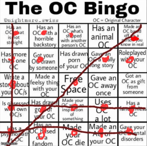 got a few | image tagged in the oc bingo | made w/ Imgflip meme maker