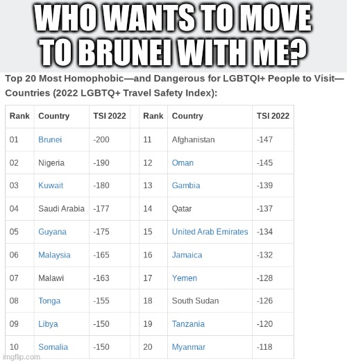 WHO WANTS TO MOVE TO BRUNEI WITH ME? | made w/ Imgflip meme maker