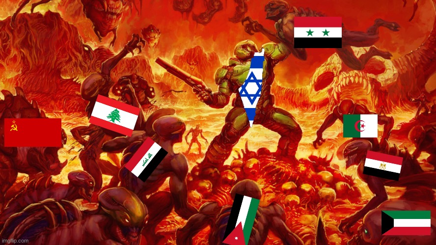 yom kippur war colorized | image tagged in doomguy | made w/ Imgflip meme maker