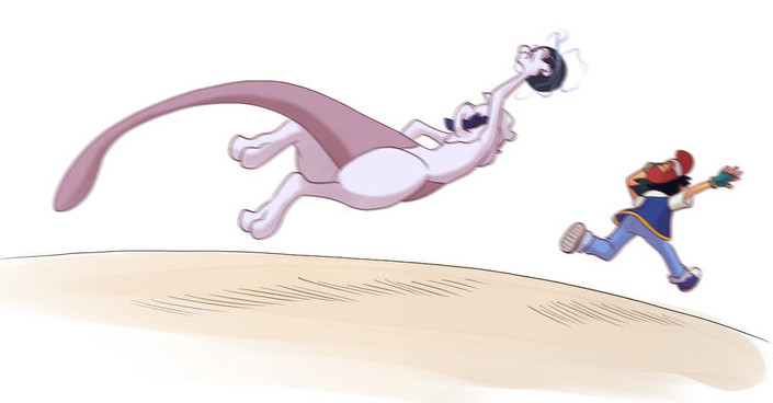 High Quality Mewtwo Chasing Ash Blank Meme Template
