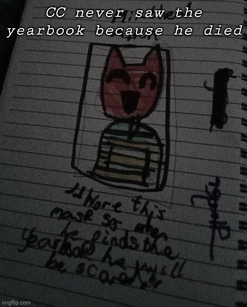My first FNAF art | CC never saw the yearbook because he died | image tagged in fnaf,micheal,william afton | made w/ Imgflip meme maker