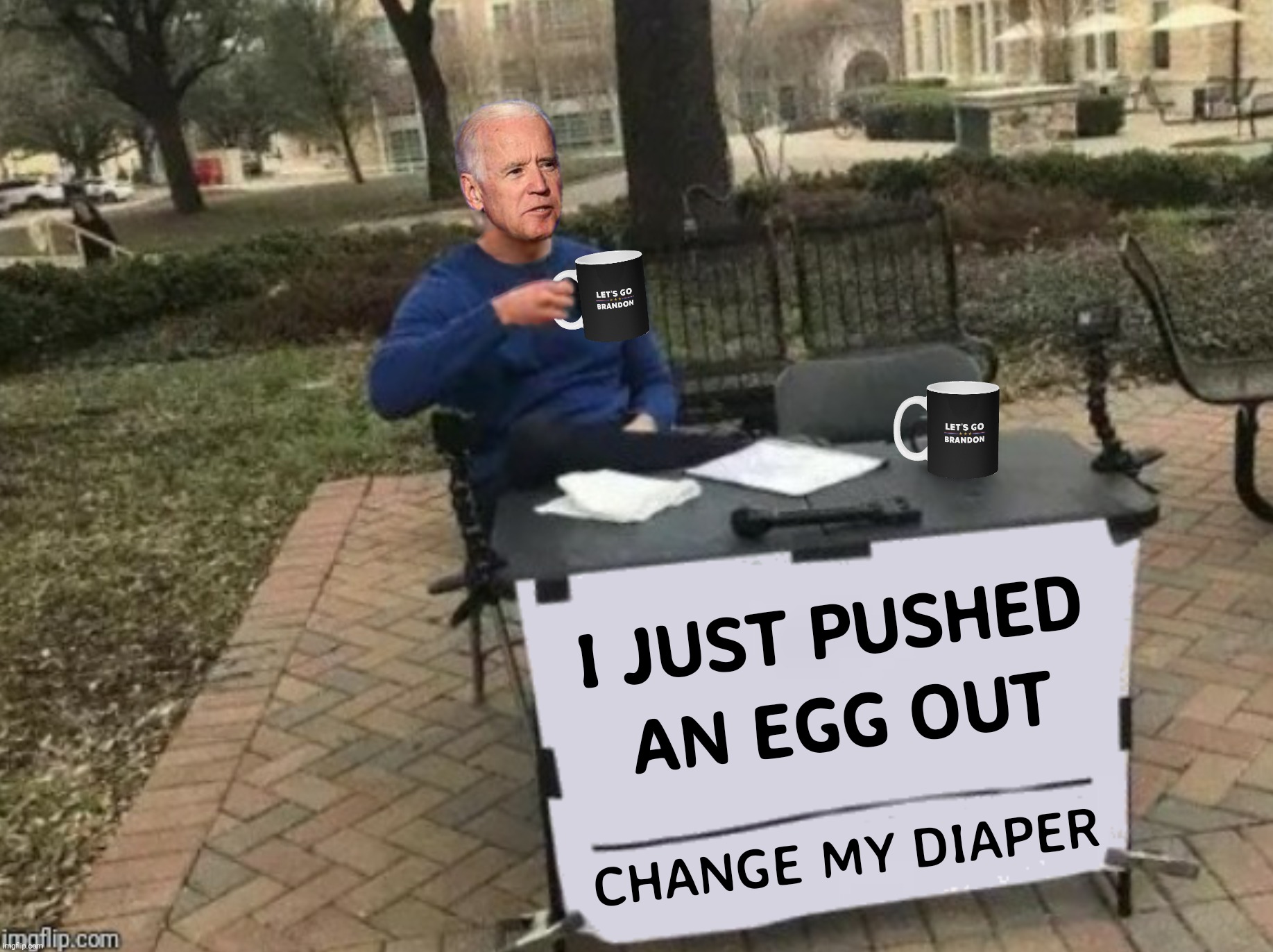 The face you make when you push an egg out | image tagged in bad photoshop,joe biden,change my mind,egg pusher | made w/ Imgflip meme maker