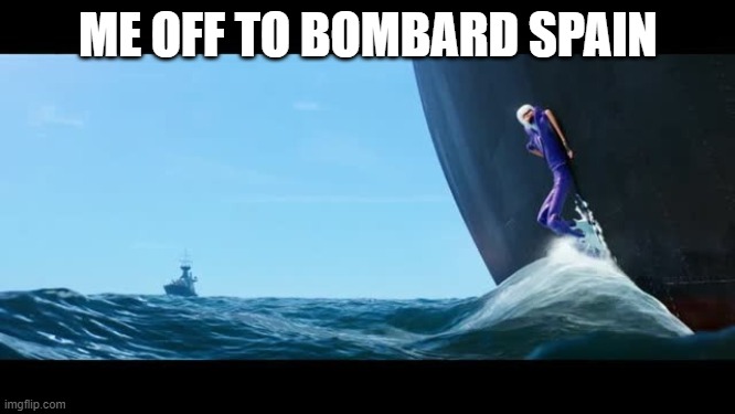 read | ME OFF TO BOMBARD SPAIN | image tagged in me of to x | made w/ Imgflip meme maker